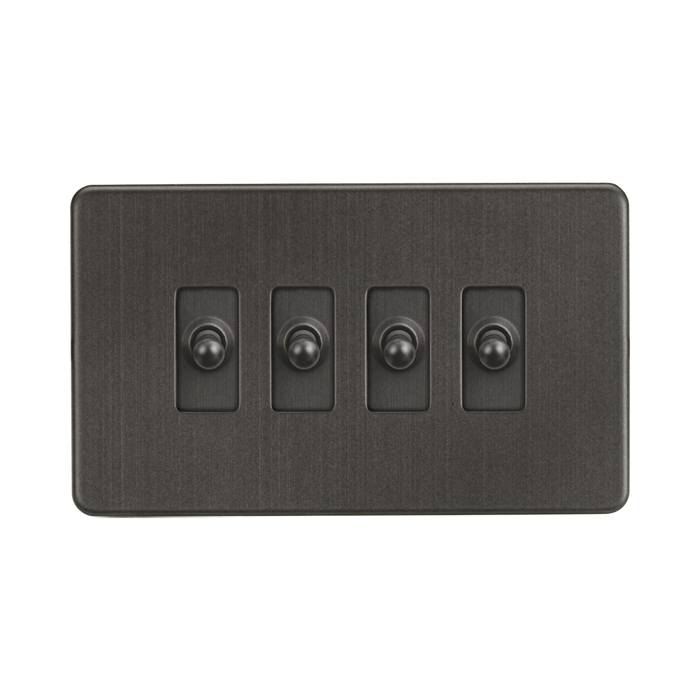 Smoked Bronze Toggle Light Switch (4G 2-way) by Knightsbridge with Toggle Switch rated 10AX