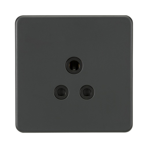 Anthracite electrical socket with three sockets on a white background