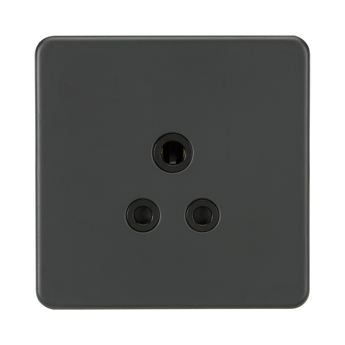 Anthracite electrical socket with three sockets on a white background