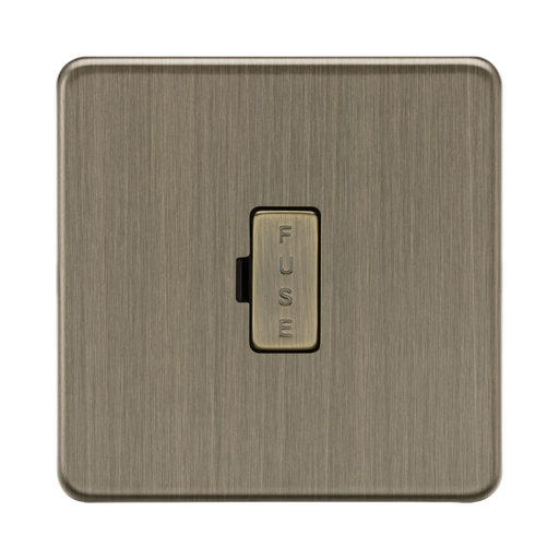 Antique Brass-coloured fuse box with 'FUSE' label on a white background