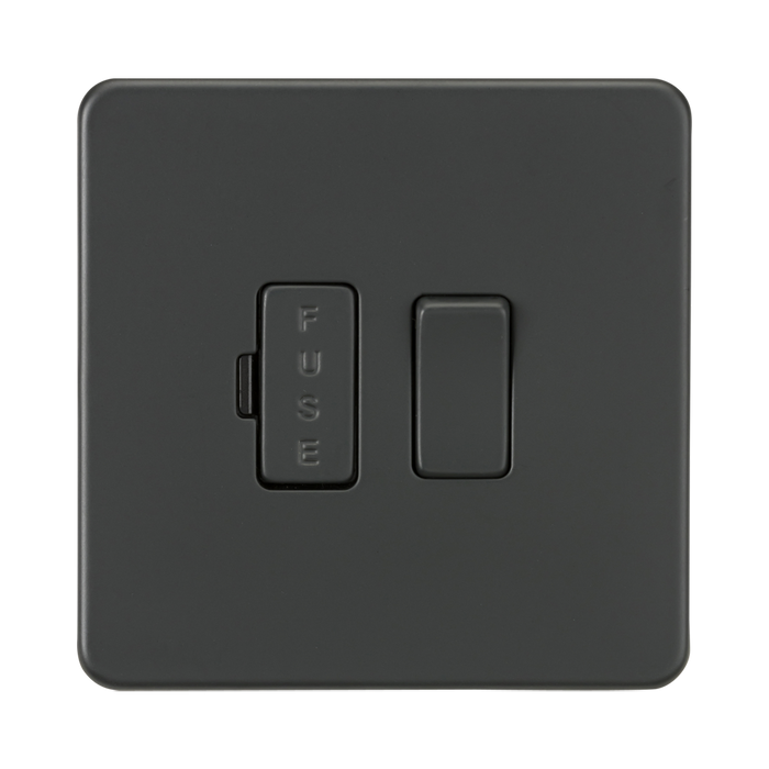 Anthracite Fused Spur by Knightsbridge with Screwless flat plate rated 13A
