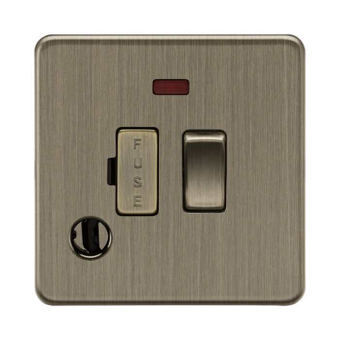 Antique Brass Fused Spur by Knightsbridge with Flex Outlet rated 13A