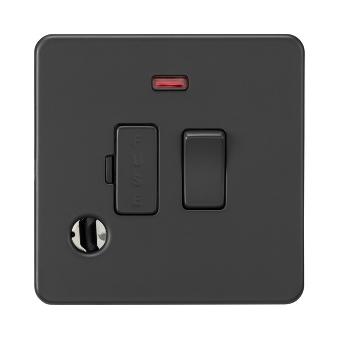 Knightsbridge Screwless Anthracite 13A Switched Fused Spur with Neon and Flex Outlet SF6300FAT
