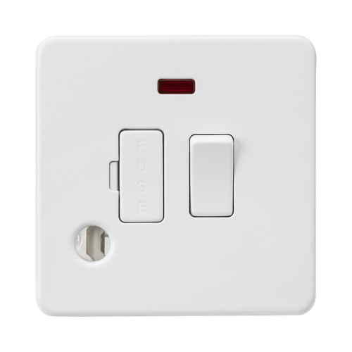 Knightsbridge Screwless Matt White 13A Switched Fused Spur with Neon and Flex Outlet SF6300FMW