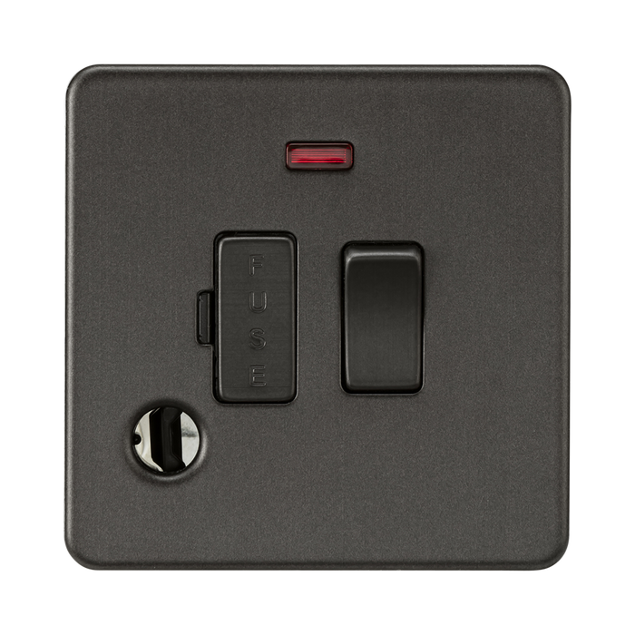 Knightsbridge Screwless Smoked Bronze 13A Switched Fused Spur with Neon and Flex Outlet SF6300FSB