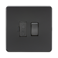 Matt Black Fused Spur by Knightsbridge with Screwless flat plate rated 13A
