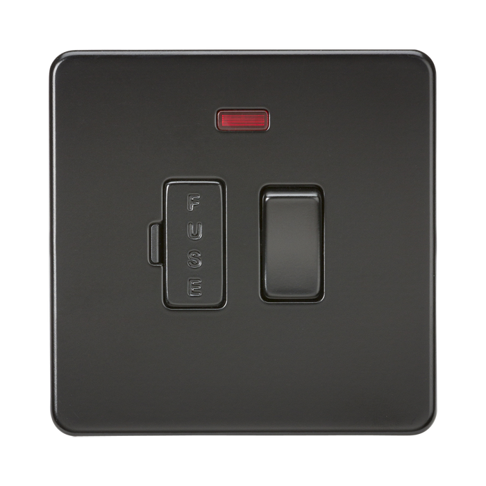 Knightsbridge Screwless Matt Black 13A Switched Fused Spur with Neon SF6300NMBB