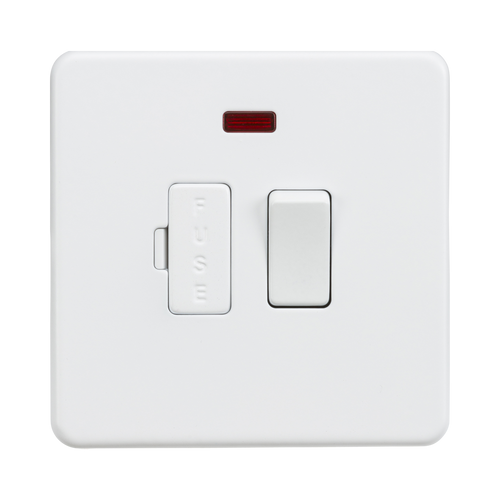 Knightsbridge Screwless Matt White 13A Switched Fused Spur with Neon SF6300NMW