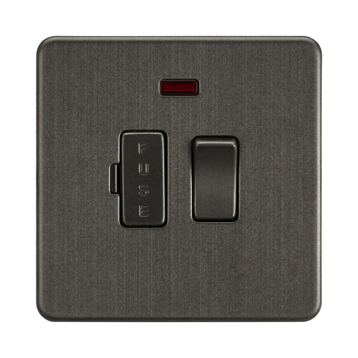 Knightsbridge Screwless Smoked Bronze 13A Switched Fused Spur with Neon SF6300NSB