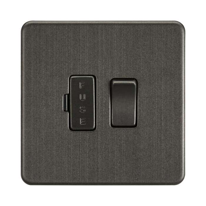 Smoked Bronze Fused Spur by Knightsbridge with Screwless flat plate rated 13A