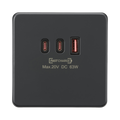 Anthracite USB Socket by Knightsbridge with Fast Charge USB Ports rated 63W