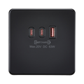 Matt Black USB Socket by Knightsbridge with Fast Charge USB Ports rated 63W