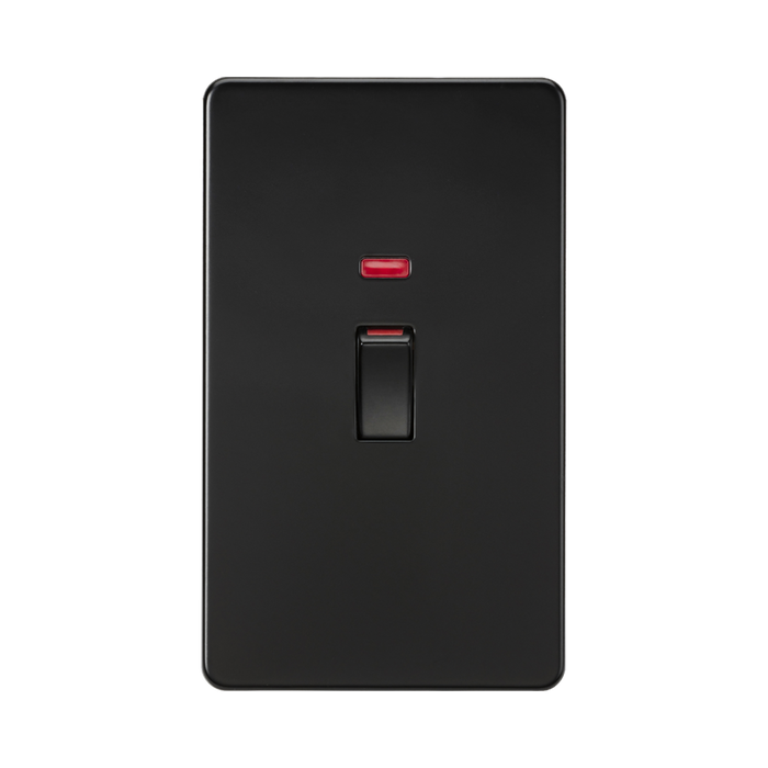Knightsbridge Screwless Matt Black 45A DP Switch with Neon SF82MNMBB