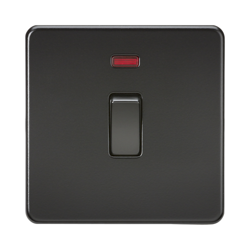 Knightsbridge Screwless Matt Black 20A 1G DP Switch with Neon SF8341NMBB