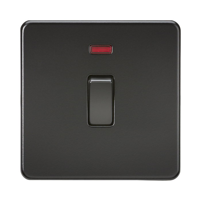 Matt Black Double Pole Switch with Neon by Knightsbridge with Double Pole rated 20A