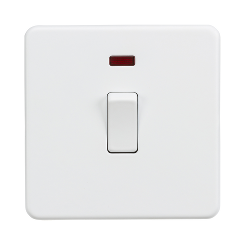 Knightsbridge Screwless Matt White 20A 1G DP Switch with Neon SF8341NMW