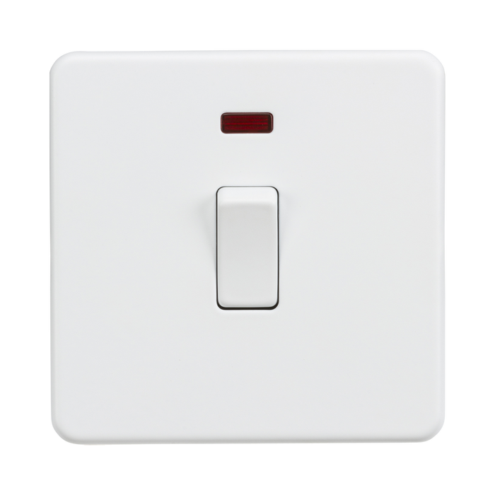 Knightsbridge Screwless Matt White 20A 1G DP Switch with Neon SF8341NMW