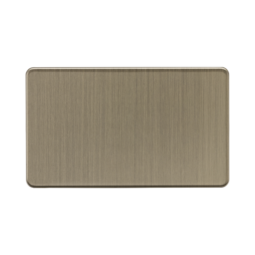 Rectangular metal plate with a brushed antique brass finish on a white background