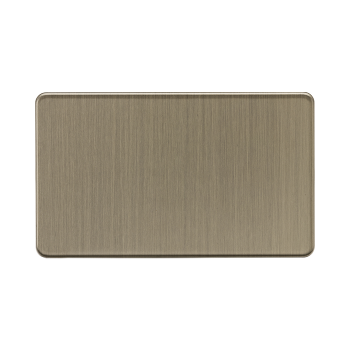 Rectangular metal plate with a brushed antique brass finish on a white background