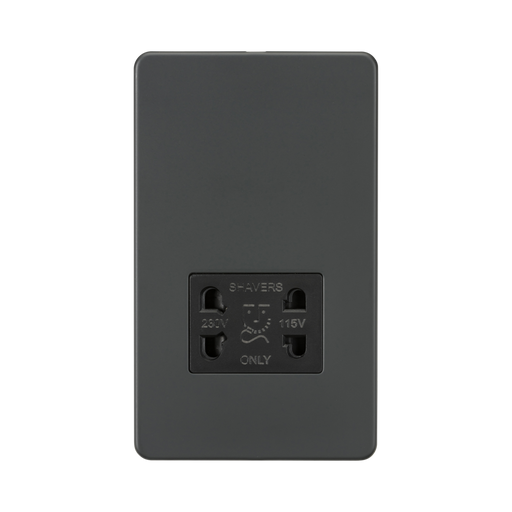 Anthracite electrical outlet on a white background