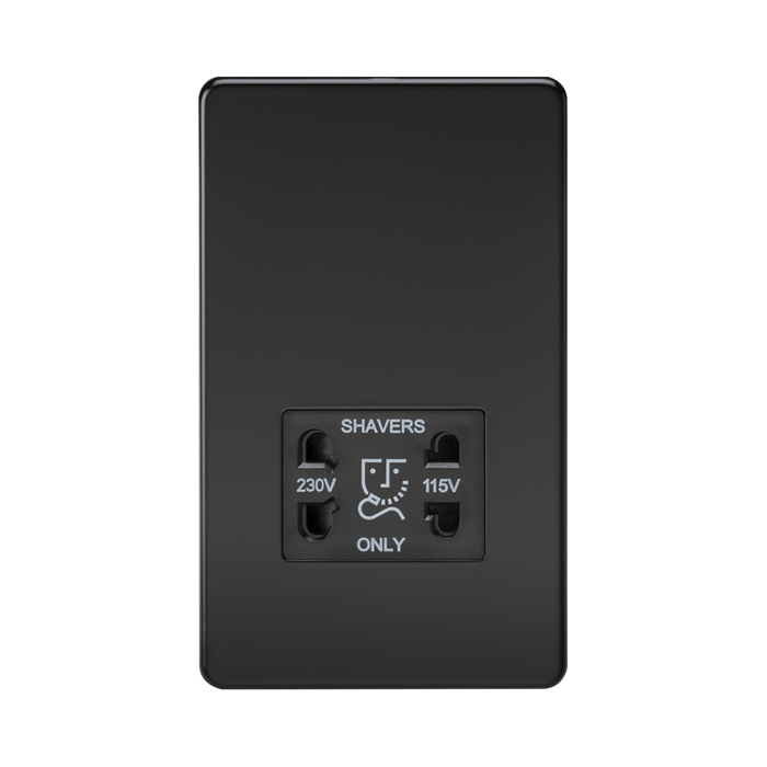 Knightsbridge Screwless Matt Black Dual Voltage Shaver Socket SF8900MB