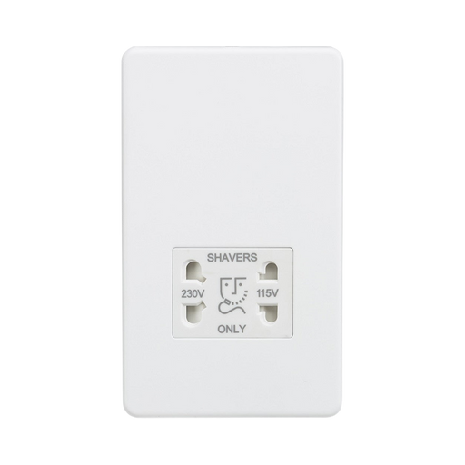 Knightsbridge Screwless Matt White Dual Voltage Shaver Socket SF8900MW