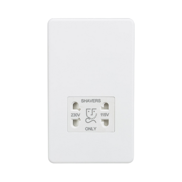 Knightsbridge Screwless Matt White Dual Voltage Shaver Socket SF8900MW
