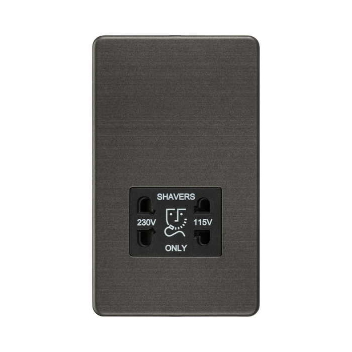 Knightsbridge Screwless Smoked Bronze Dual Voltage Shaver Socket SF8900SB