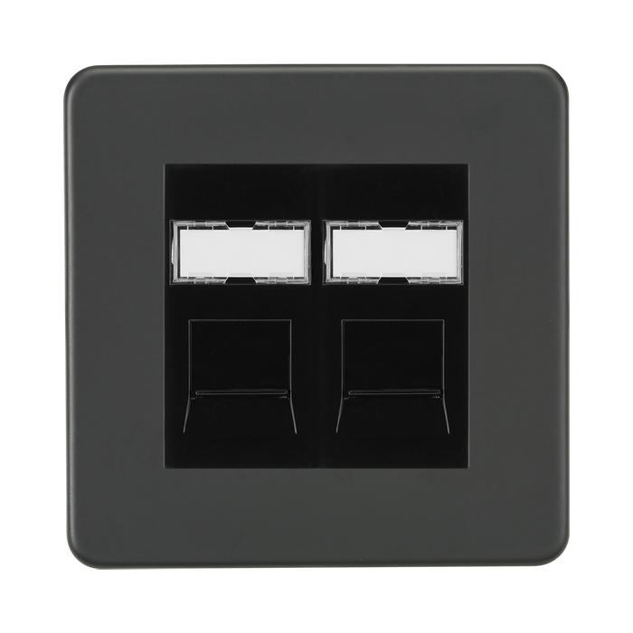 Knightsbridge Screwless Anthracite Double CAT6a RJ45 Network Outlet SFC62MAT