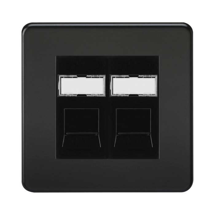 Knightsbridge Screwless Matt Black Double CAT6a RJ45 Network Outlet SFC62MMB