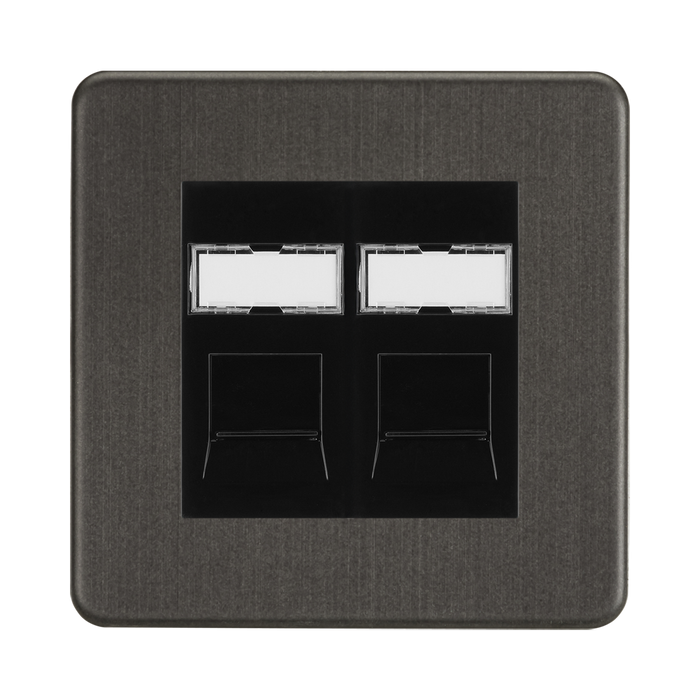 Knightsbridge Screwless Smoked Bronze Double CAT6a RJ45 Network Outlet SFC62MSB