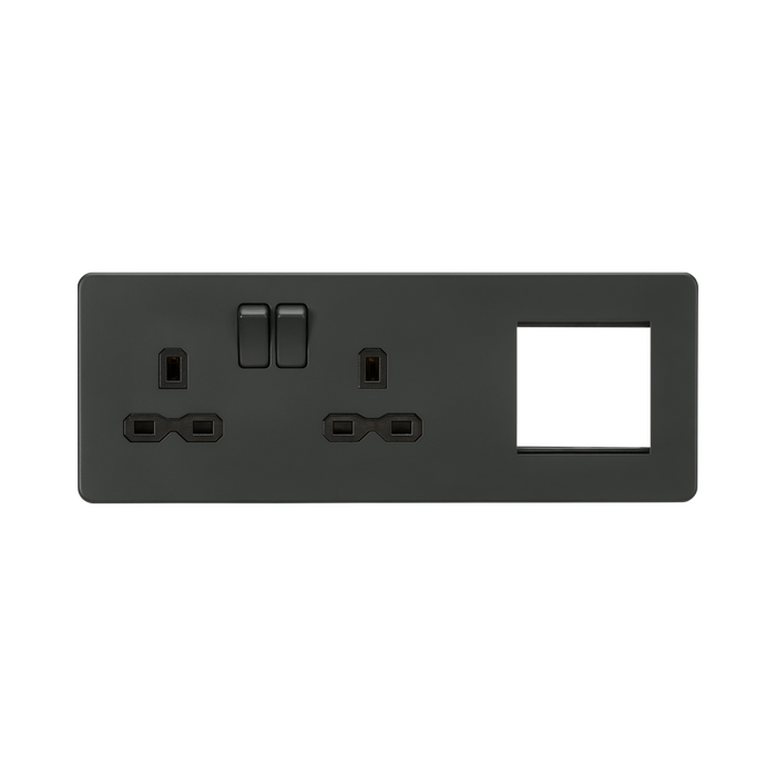 Anthracite Combination Plate by Knightsbridge with Euro Compatible rated 13A