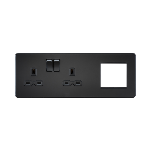 Matt Black Combination Plate by Knightsbridge with Euro Compatible rated 13A