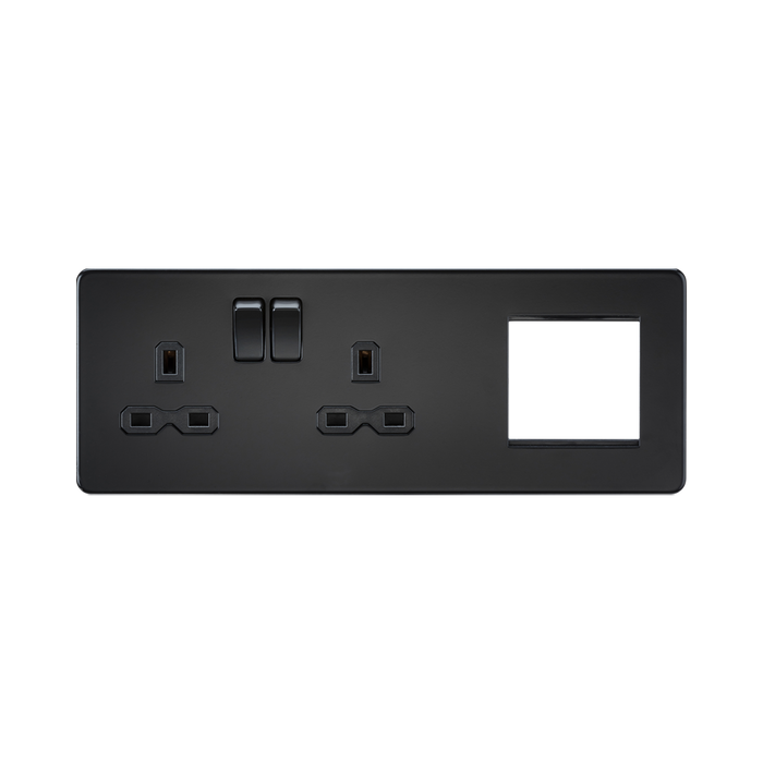 Matt Black Combination Plate by Knightsbridge with Euro Compatible rated 13A