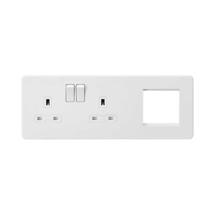 Matt White Combination Plate by Knightsbridge with Euro Compatible rated 13A