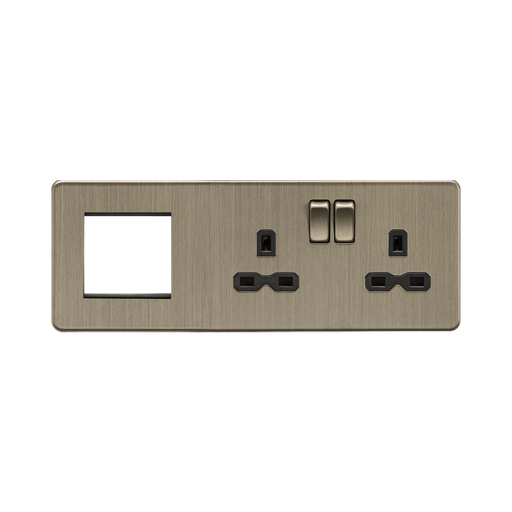 Antique Brass electrical socket with black inserts