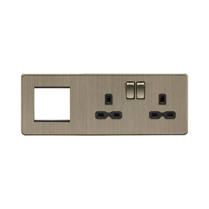 Antique Brass electrical socket with black inserts