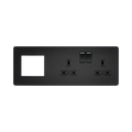 Matt Black Combination Plate by Knightsbridge with Euro Compatible rated 13A