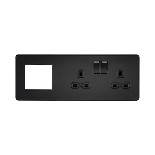 Matt Black Combination Plate by Knightsbridge with Euro Compatible rated 13A