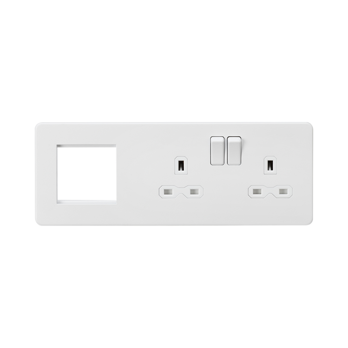 Matt White Combination Plate by Knightsbridge with Euro Compatible rated 13A