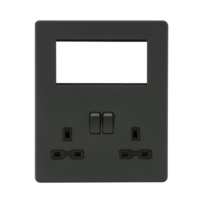 Anthracite Sinlgle Multimedia Combination Plate by Knightsbridge with Euro Compatible rated 13A