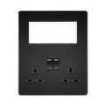 Matt Black Sinlgle Multimedia Combination Plate by Knightsbridge with Euro Compatible rated 13A