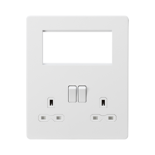 Knightsbridge Screwless Matt White Multimedia Combination Plate SFR194MW