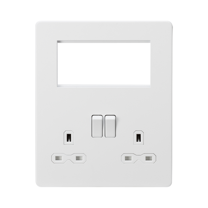 Knightsbridge Screwless Matt White Multimedia Combination Plate SFR194MW