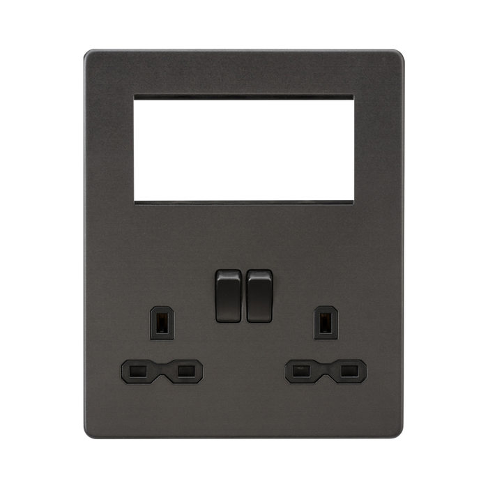 Smoked Bronze Sinlgle Multimedia Combination Plate by Knightsbridge with Euro Compatible rated 13A