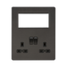 Smoked Bronze Sinlgle Multimedia Combination Plate by Knightsbridge with Euro Compatible rated 13A