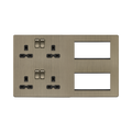 Antique Brass Double Multimedia Combination Plate by Knightsbridge with Euro Compatible rated 13A