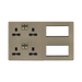Brass electrical socket and switch panel on a white background