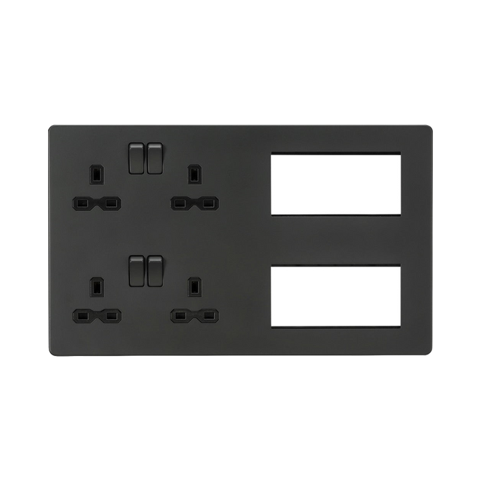 Knightsbridge Screwless Anthracite Multimedia Combination Plate SFR298AT