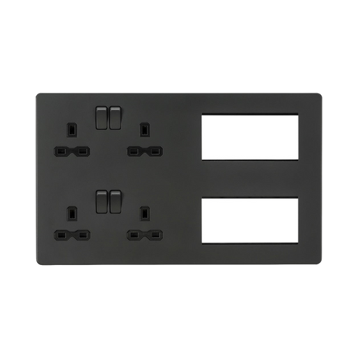 Knightsbridge Screwless Anthracite Multimedia Combination Plate SFR298AT